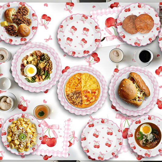 Litmitfu cherry dessert plates (7 inches) ideal for cake and fruit portions