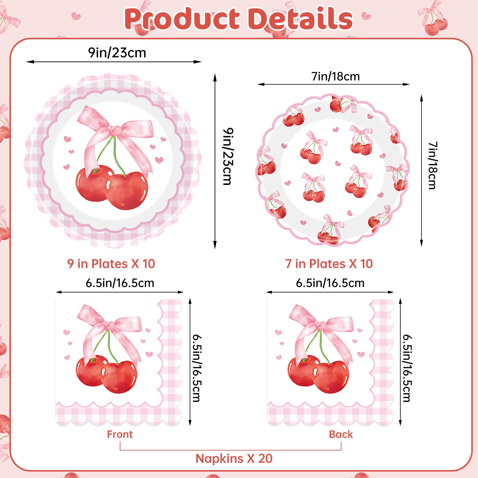 Litmitfu cherry napkins 13x13 unfolded for easy, tidy party servings