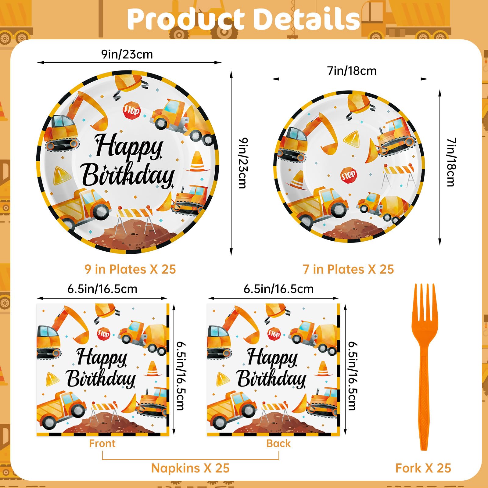 Litmitfu construction napkins 13x13 unfold to cover little hands during meals.