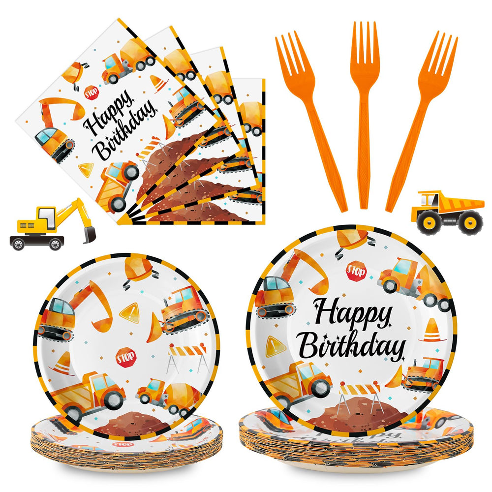 Litmitfu construction plates 9-inch for sturdy party dining and kid-friendly meals.