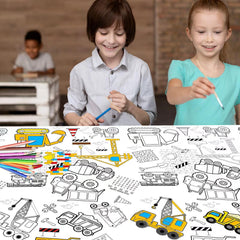 Litmitfu dump truck design color-in tablecloth ideal for birthday activities.