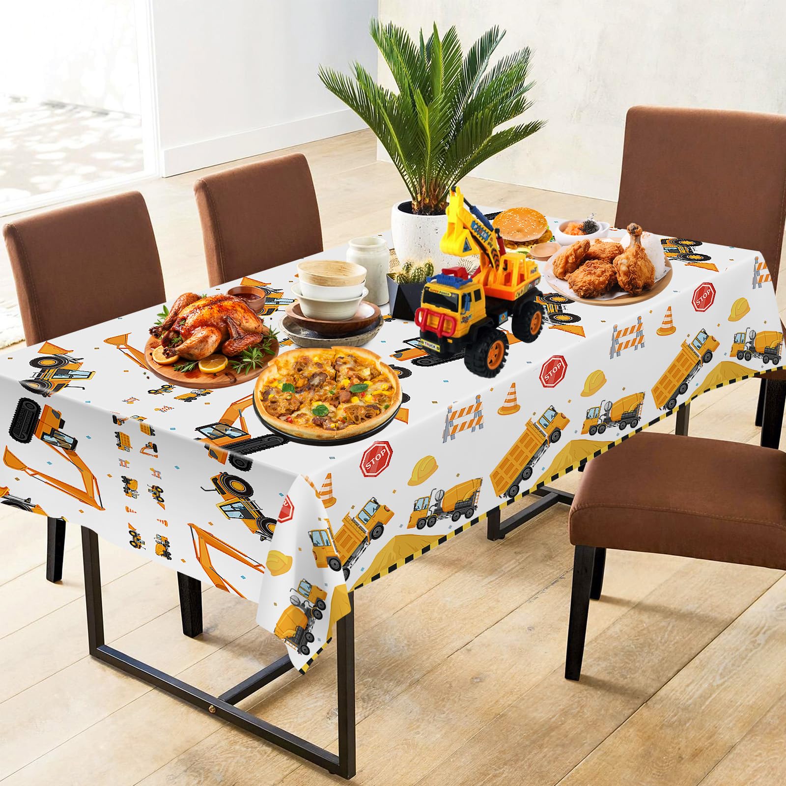Litmitfu construction tablecloth easy to wipe clean after events.
