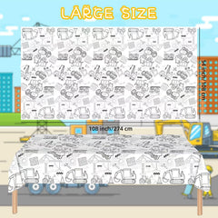 Litmitfu excavator pattern tablecloth promotes creativity during classroom crafts.