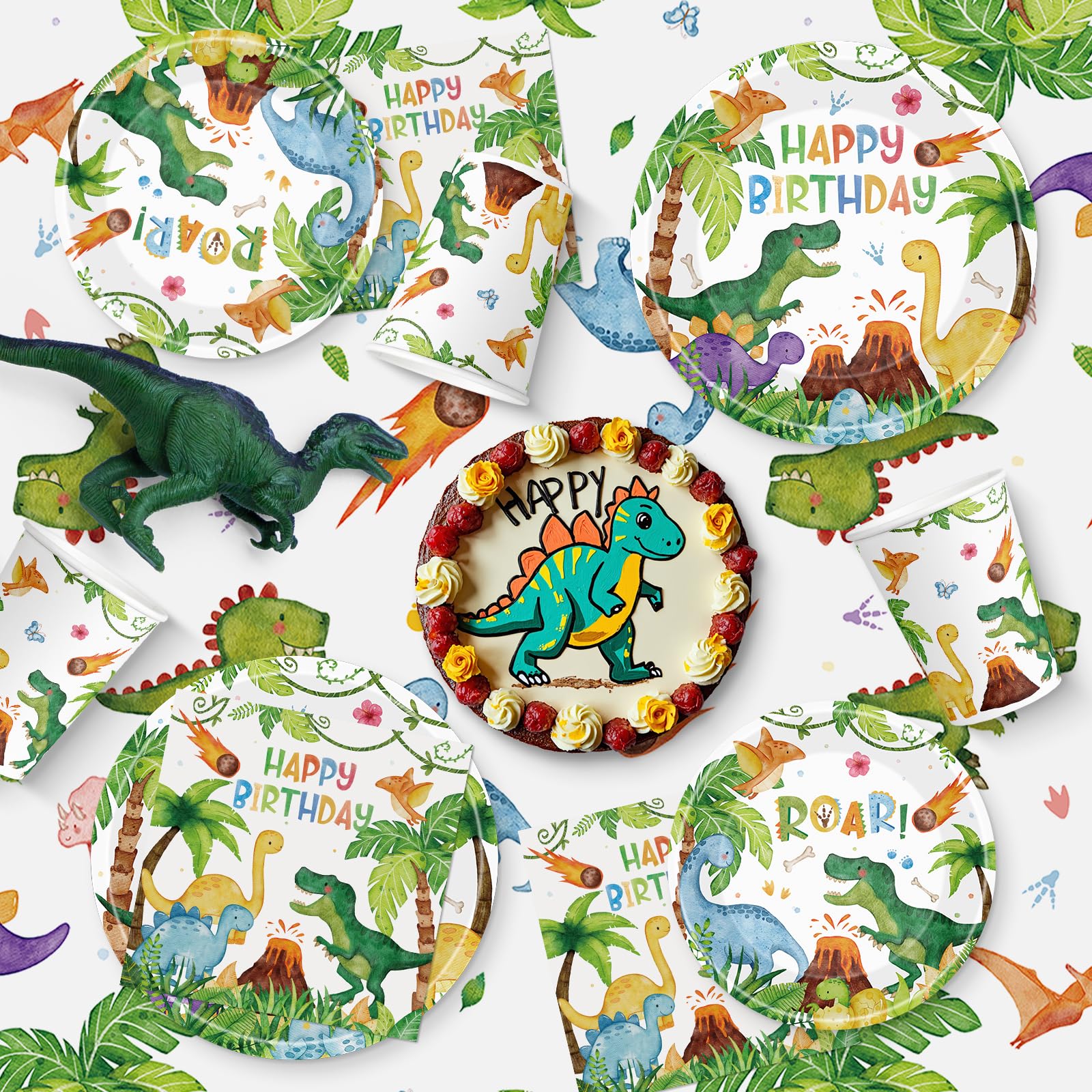 Litmitfu dinosaur banner brightens the party decor.