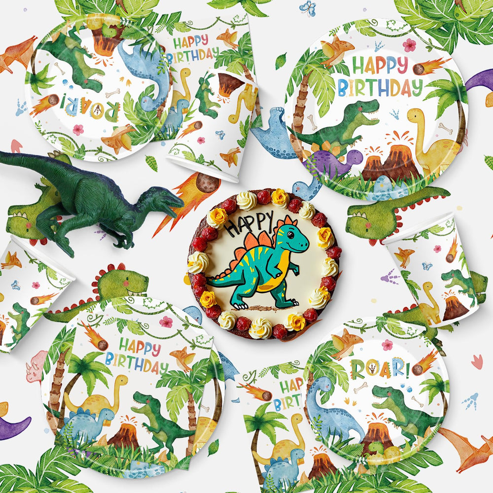 Litmitfu dinosaur banner brightens the party decor.