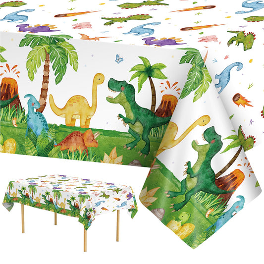 Litmitfu dinosaur tablecloth cover in green pattern keeps tables clean during dinosaur-themed parties