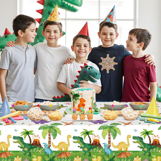 Litmitfu dinosaur tablecloth design features stegosaurus and triceratops for vibrant visuals