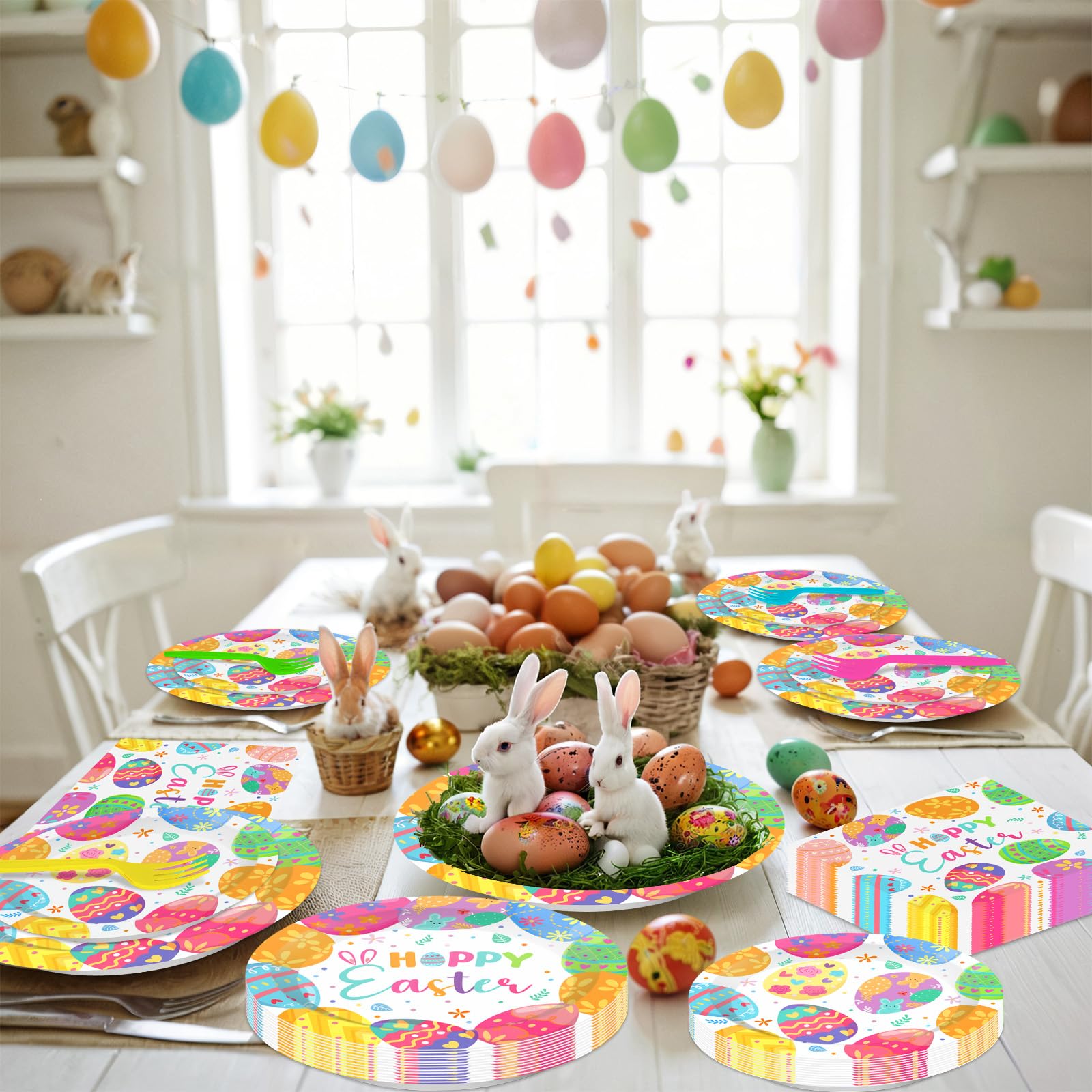 Litmitfu Easter 7-inch dessert plates ready for desserts and snacks