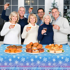 Litmitfu foldable portable snowflake tablecloth for easy storage.