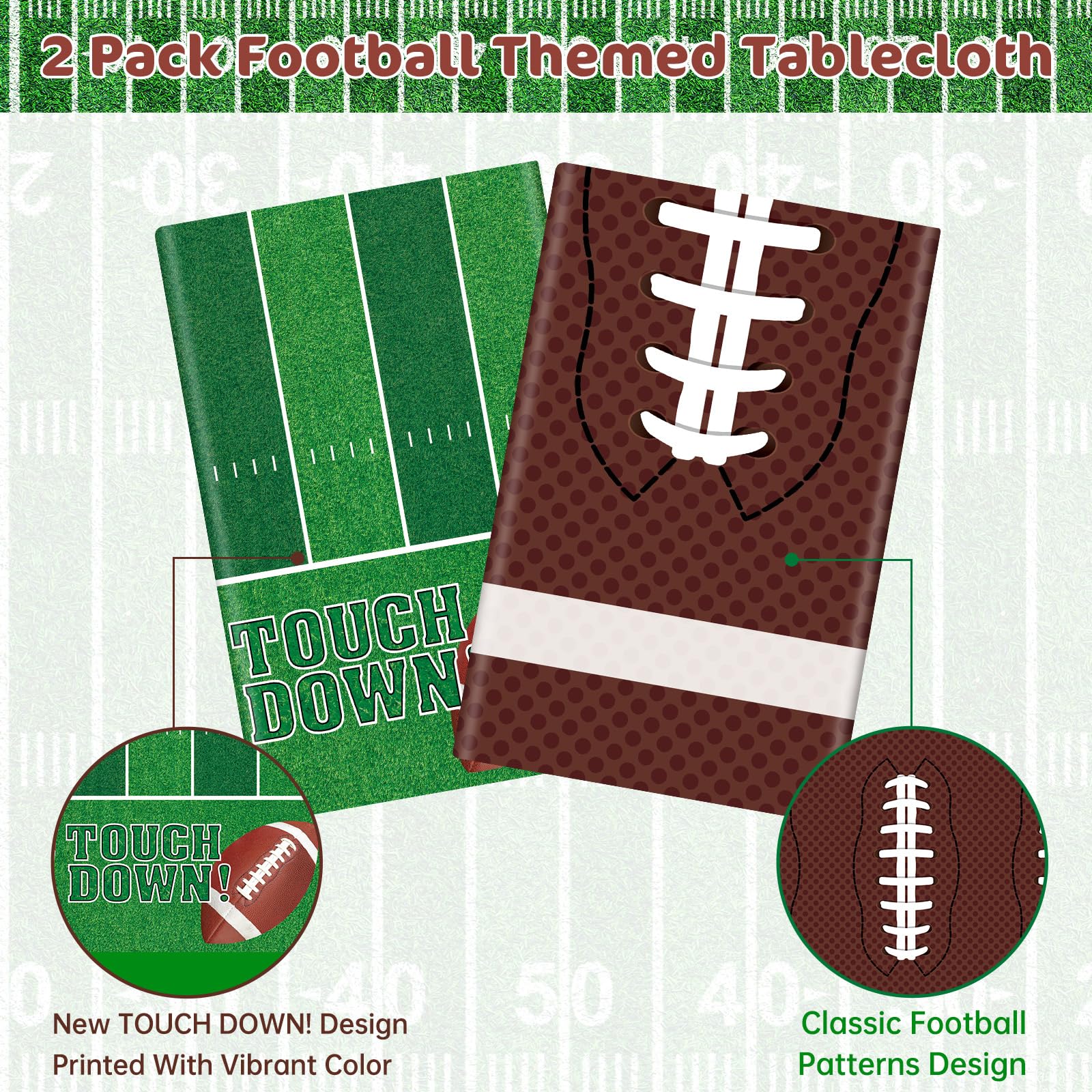 Litmitfu football tablecloth green brown colors brighten football party setting