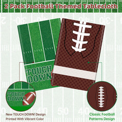 Litmitfu football tablecloth green brown colors brighten football party setting
