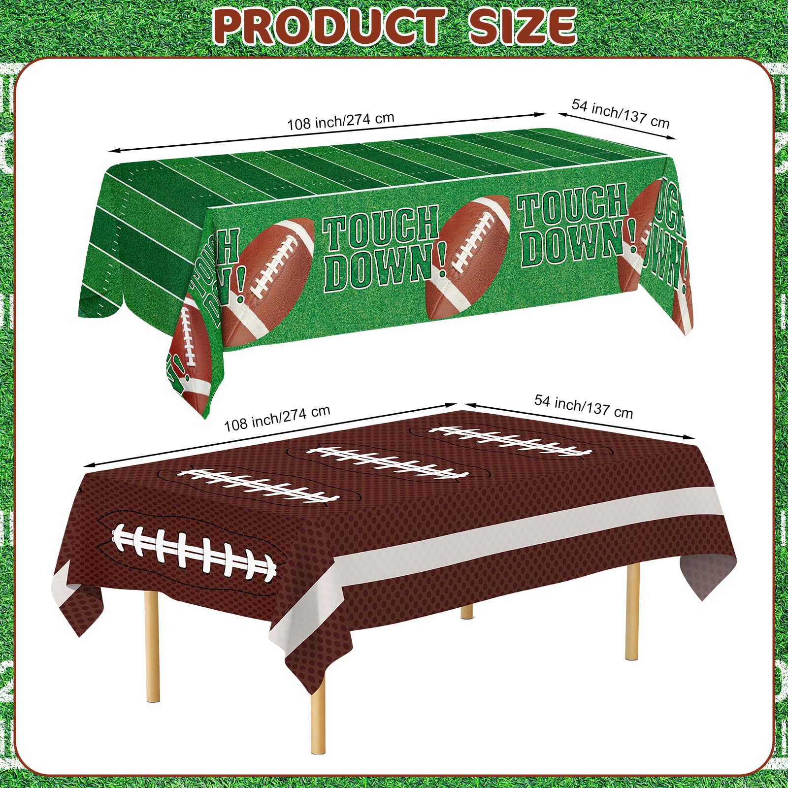 Litmitfu football tablecloth touchdown words design creates bold stadium-inspired look