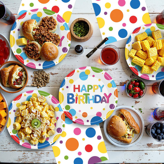 Litmitfu Happy Birthday cake plates 9-inch paired for coordinated serving