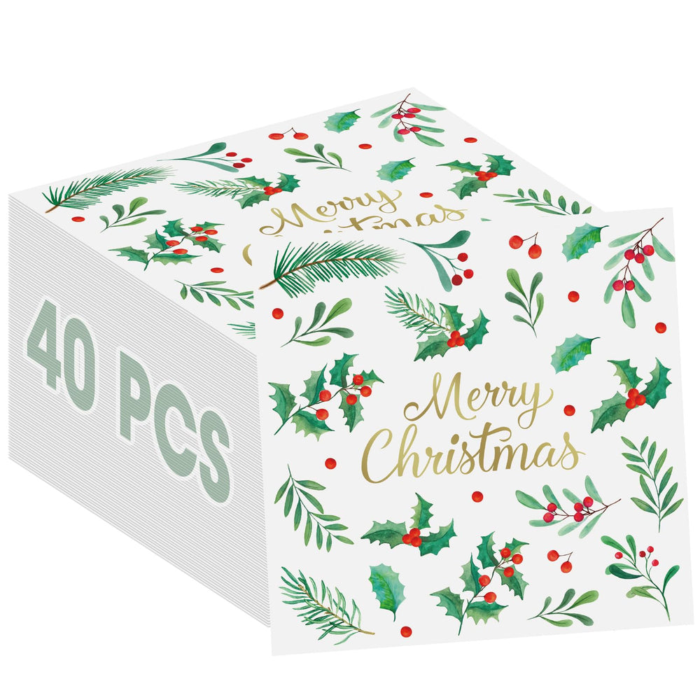 Litmitfu Merry Christmas napkins folded to 13 inches for quick cleanup