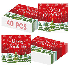 Litmitfu Merry Christmas napkins 6.5-inch folded, sturdy for spills