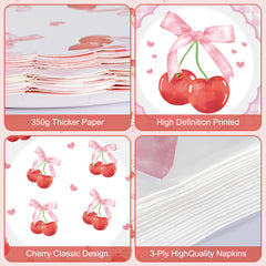 Litmitfu pink bow cherry design adds a festive touch to party tableware