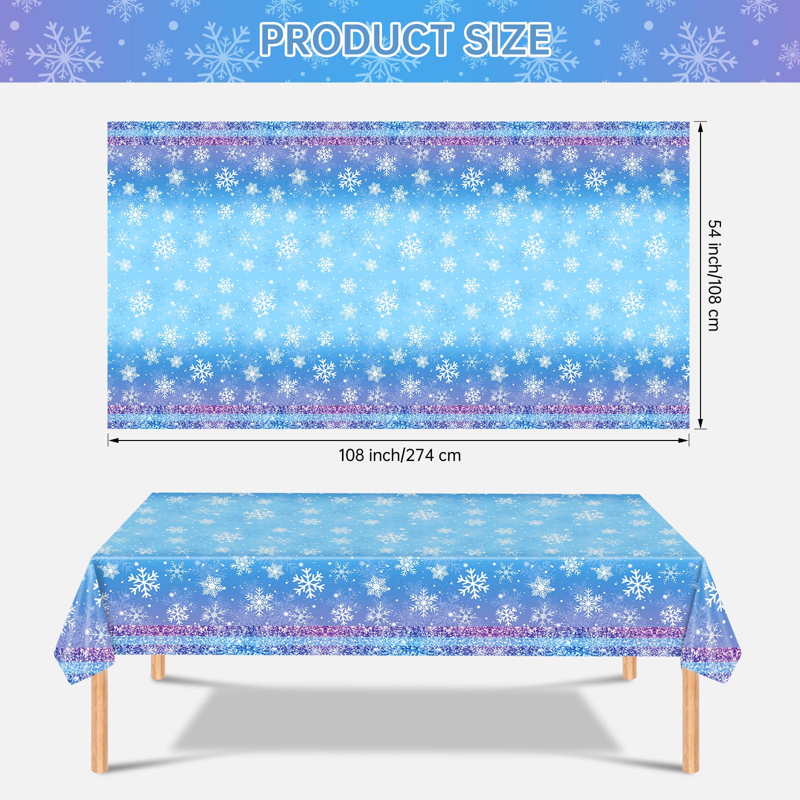 Litmitfu purple-blue winter table cover pattern enhances festive decor.
