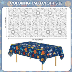 Litmitfu space coloring tablecloth Planet design ideal for educational coloring sessions.