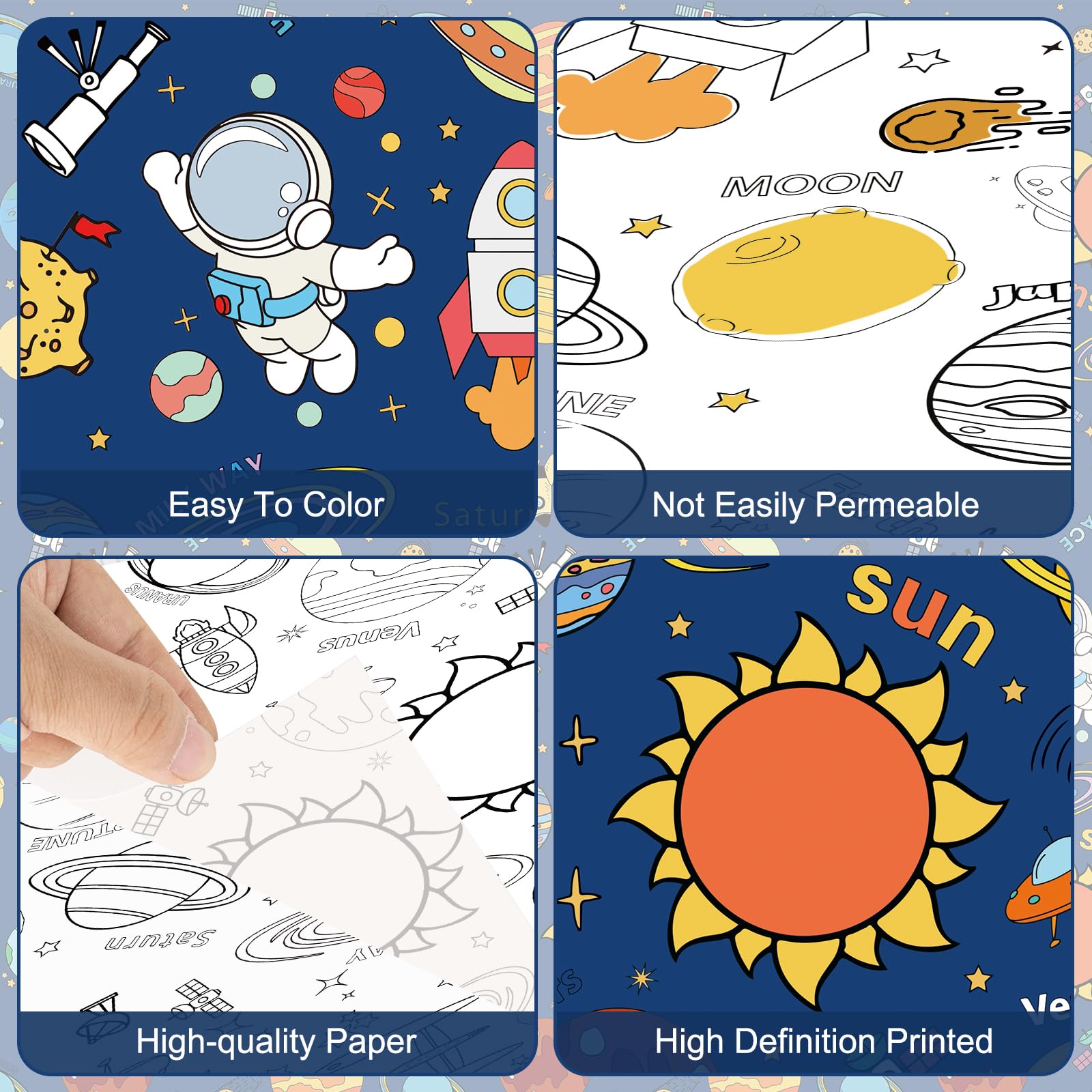 Litmitfu space coloring tablecloth Rocket image perfect for space themed celebrations.