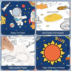 Litmitfu space coloring tablecloth Rocket image perfect for space themed celebrations.
