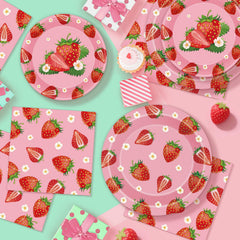Litmitfu strawberry dessert plates 7-inch ideal for snacks and desserts