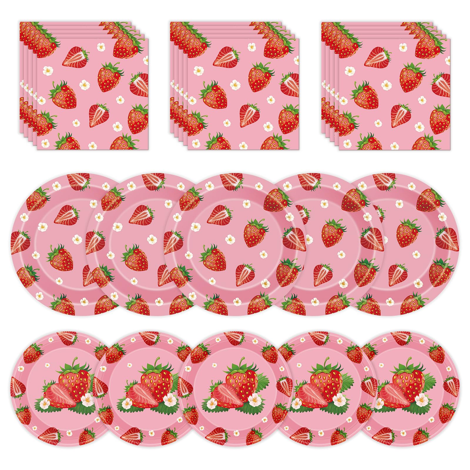 Litmitfu strawberry dinner plates 9-inch for main courses at berry parties