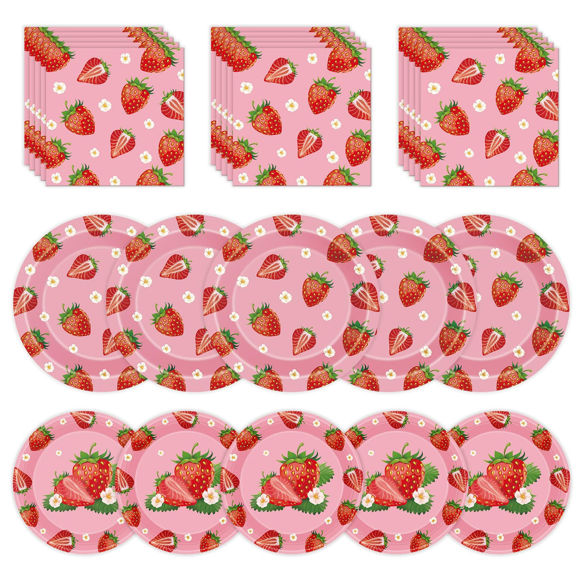 Litmitfu strawberry dinner plates 9-inch for main courses at berry parties