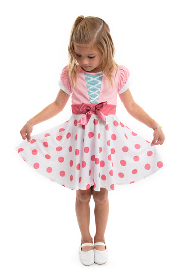 Little Adventures Bo Peep Twirl Dress front view showing twirl-ready silhouette for playful dress-up