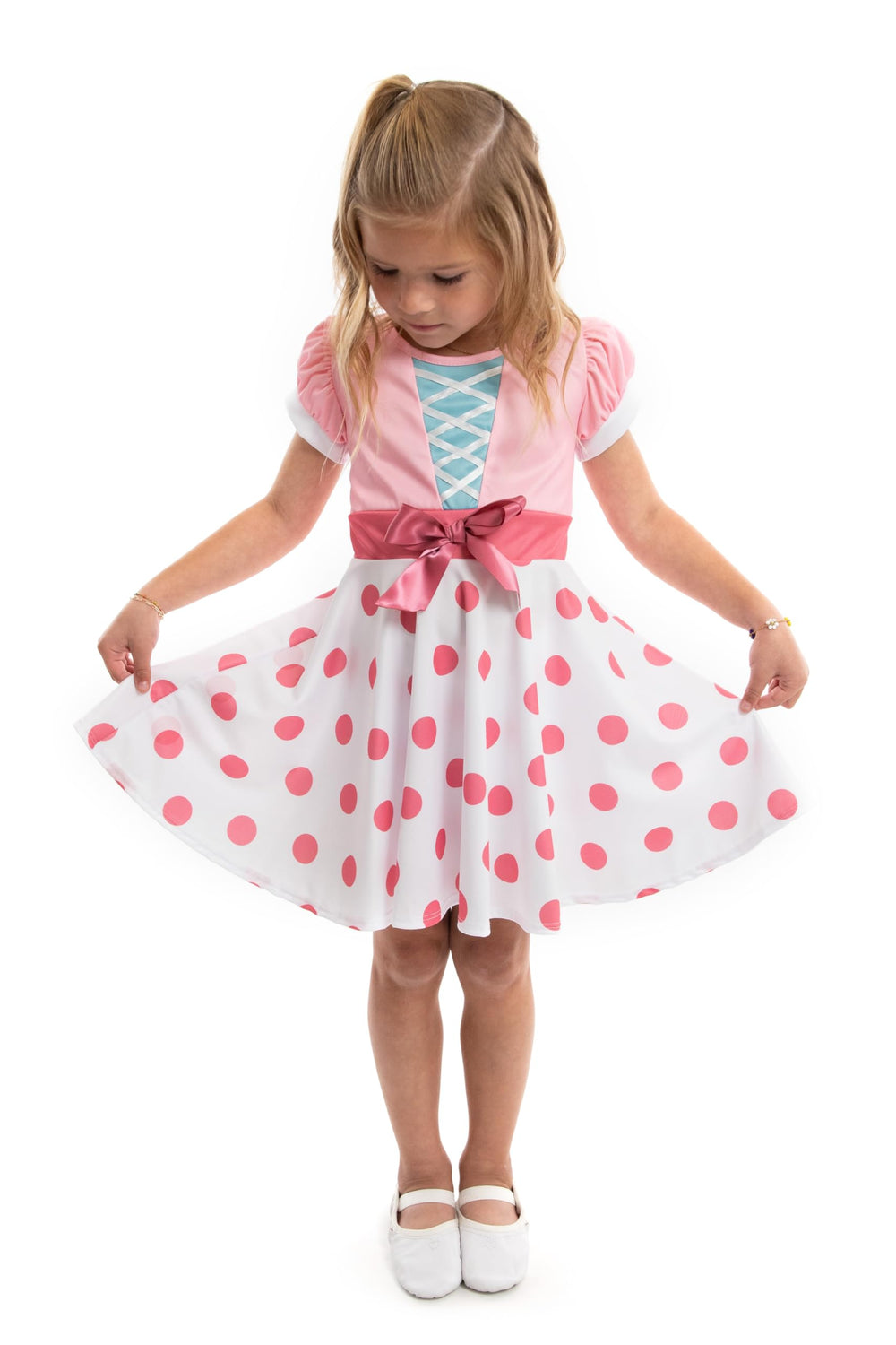 Little Adventures Bo Peep Twirl Dress front view showing twirl-ready silhouette for playful dress-up