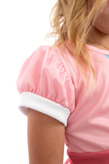 Bo Peep Twirl Dress skirt detail with pink polka dots for cheerful styling