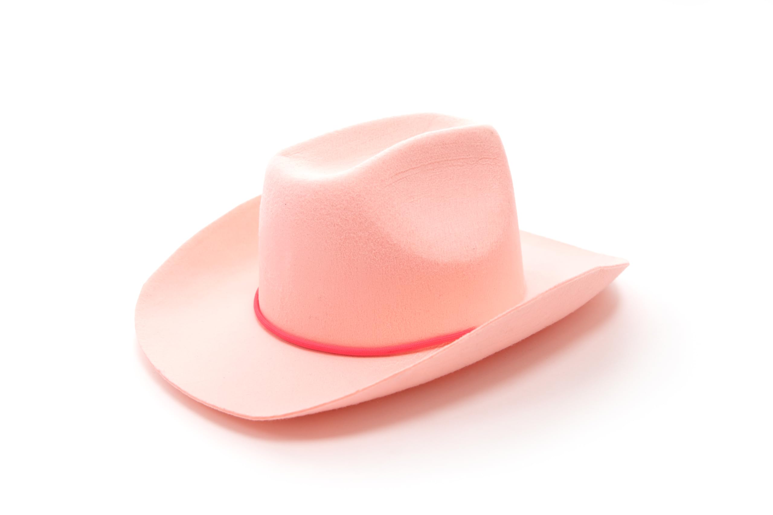 Little Adventures cowboy and cowgirl felt hat in light pink on a child head for imaginative play.