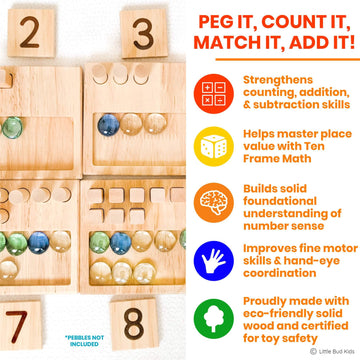 LITTLE BUD KIDS addition-subtraction pieces enable hands-on math exploration.