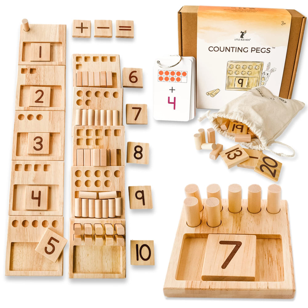 LITTLE BUD KIDS counting pegs board supports early counting and number recognition.