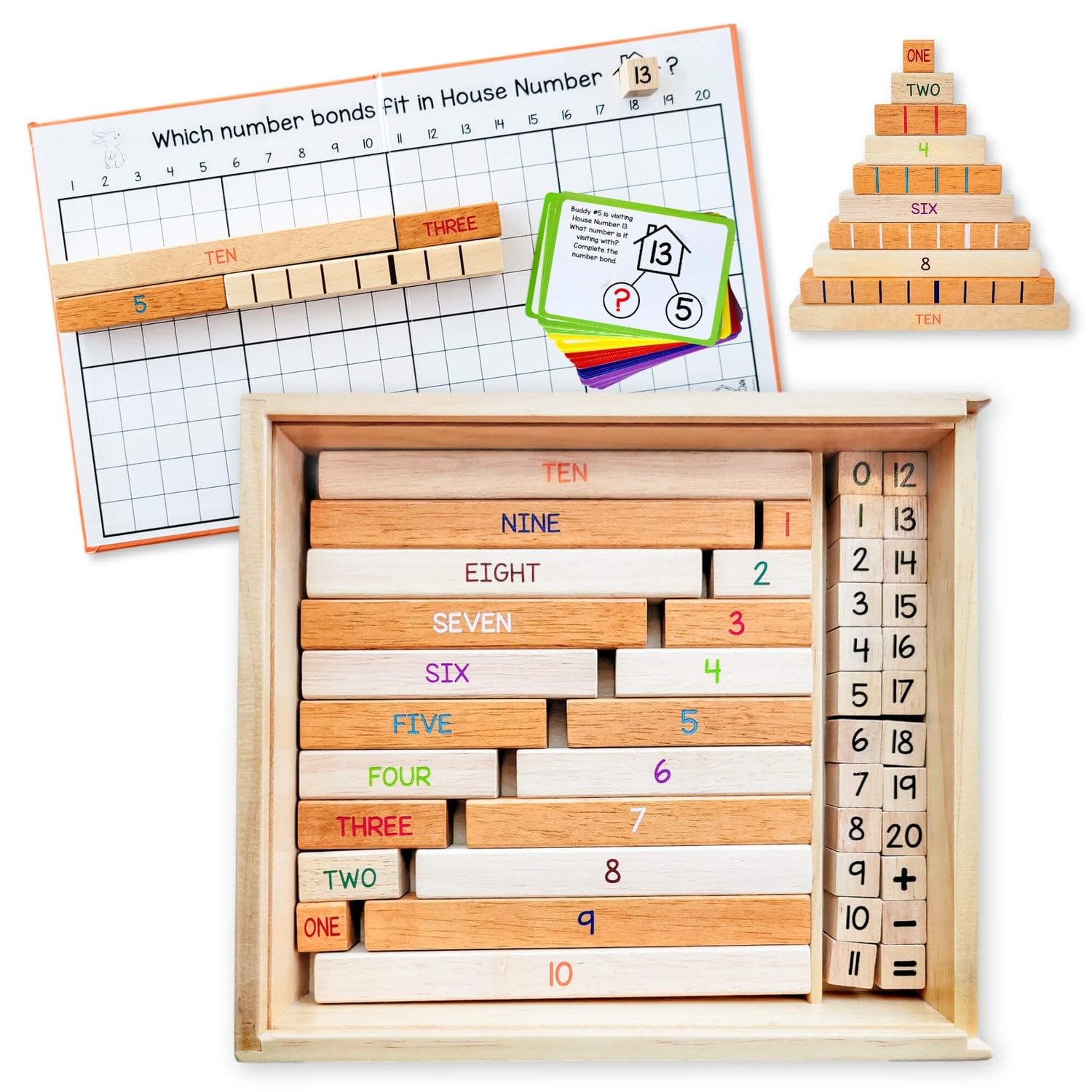 LITTLE BUD KIDS Number Buddies board with counting rods for base-ten practice