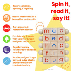 LITTLE BUD KIDS CVC flashcards for decoding practice and self-checking.