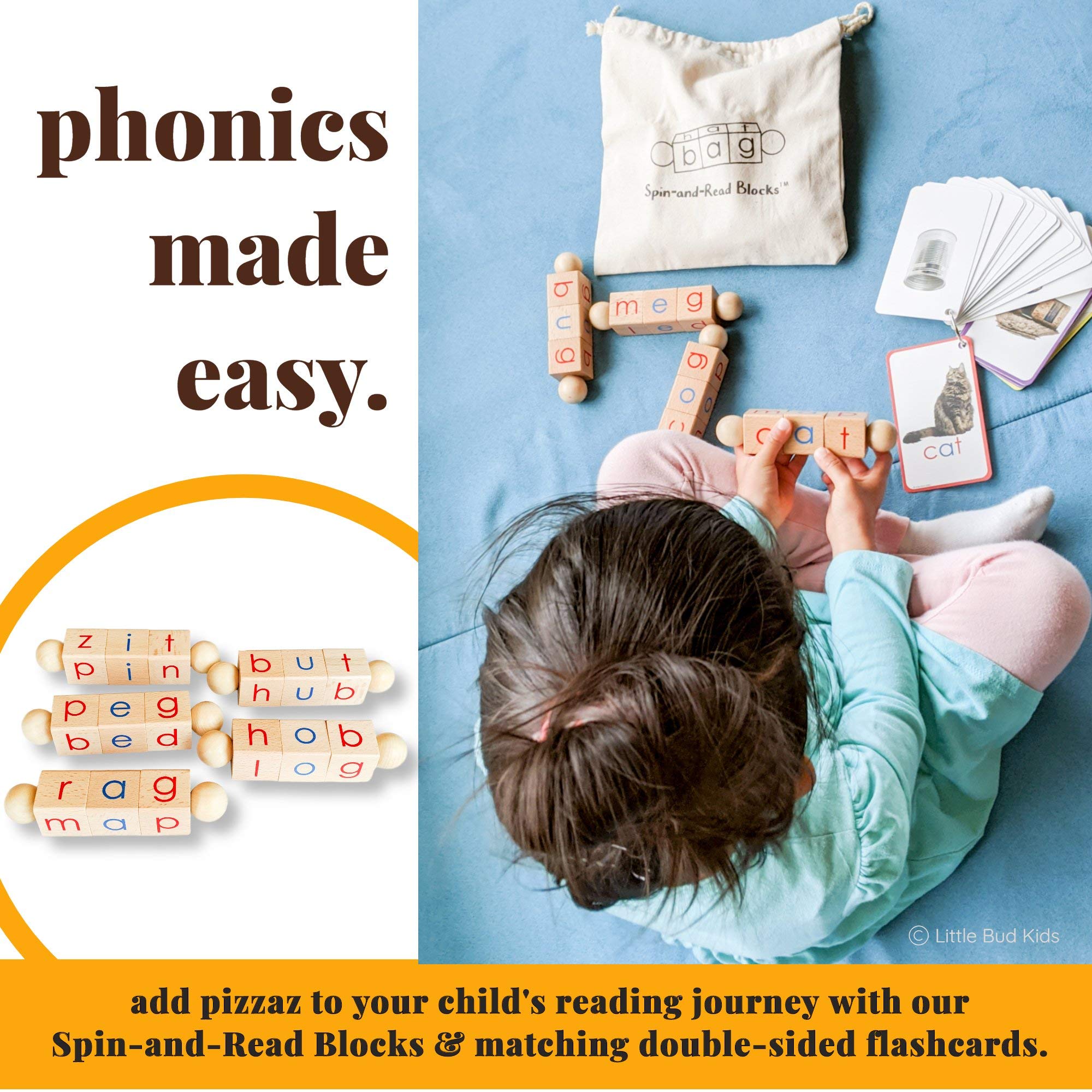 LITTLE BUD KIDS Wooden rod set designed for easy word building.
