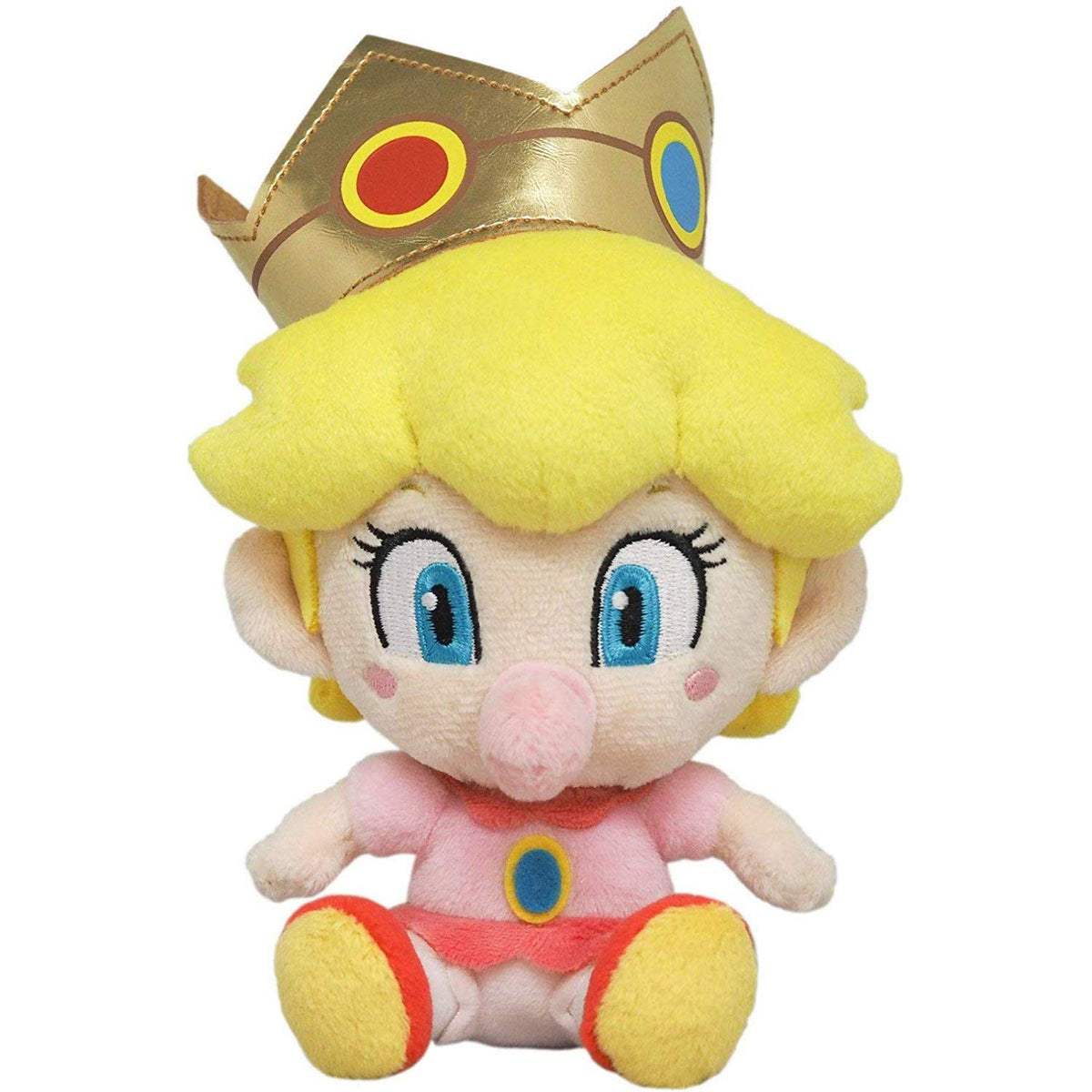 Little Buddy Baby Peach plush front view, soft yellow cuddle toy for imaginative play