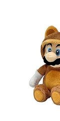 Little Buddy Tanooki Mario plush, side view, ideal for shelves and gifting.