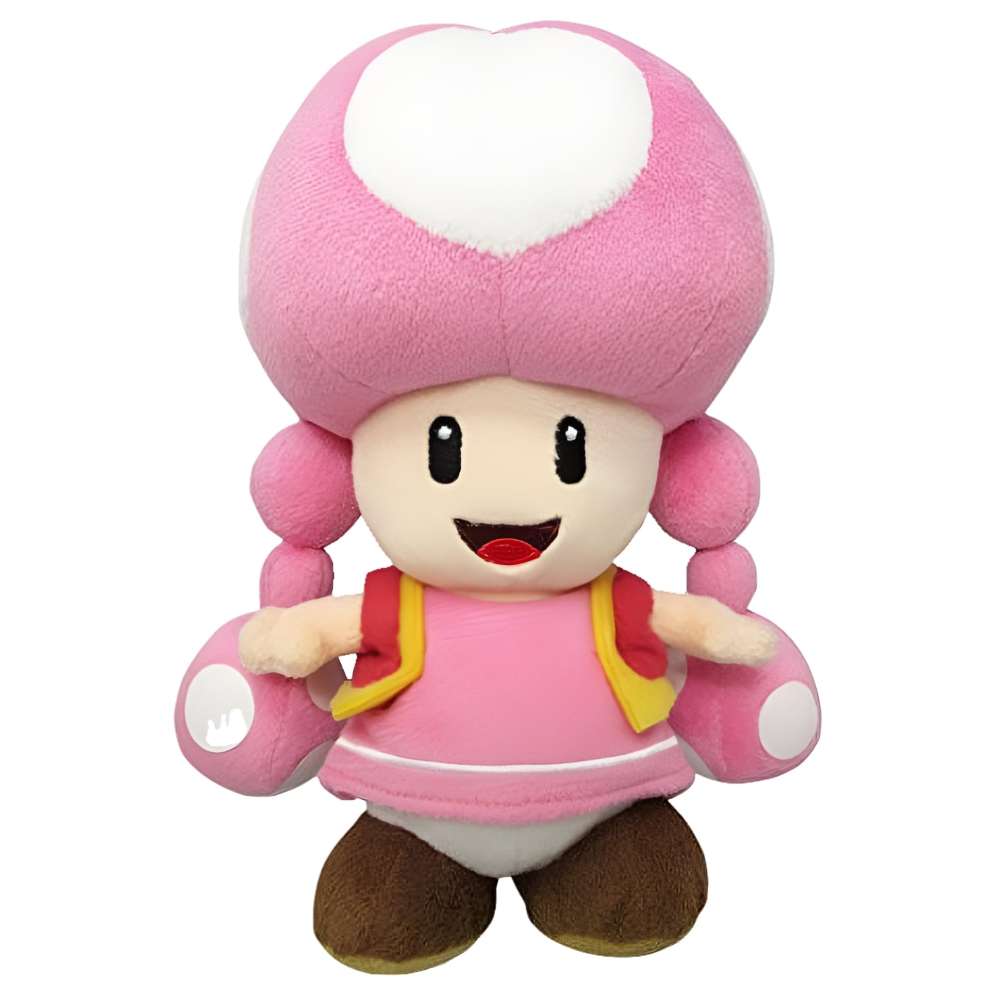 Little Buddy Toadette plush back view, compact size fits shelves and bags
