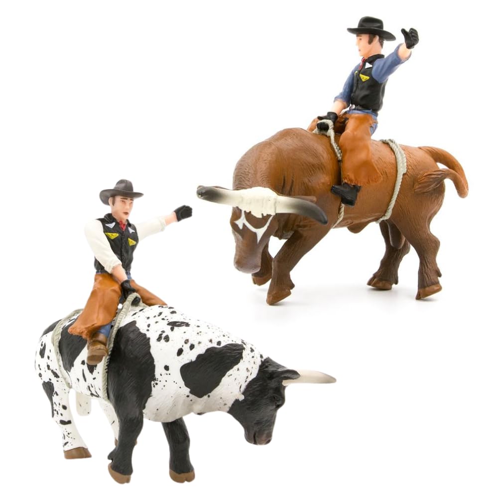 Little Buster Bucking Bulls brown bull with rider, ideal for authentic western display and collectability