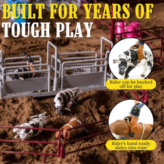 Little Buster Bucking Bulls spotted bull with rider enhances seasonal décor with rodeo flair