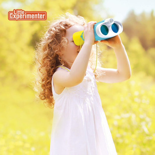 Built-in flashlight binoculars by Little Experimenter illuminating a dark path for kids