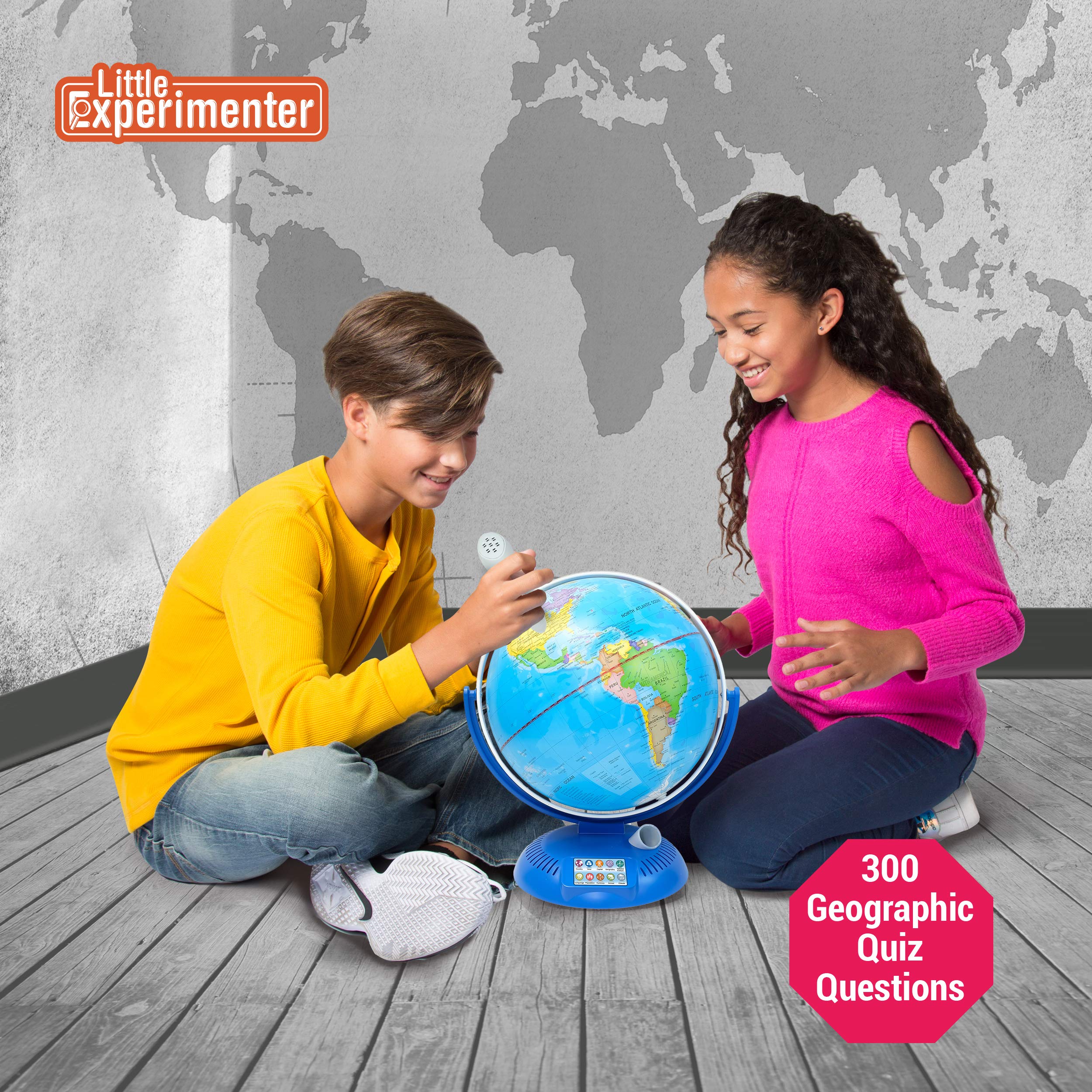 Little Experimenter globe smart pen providing real-time country facts.