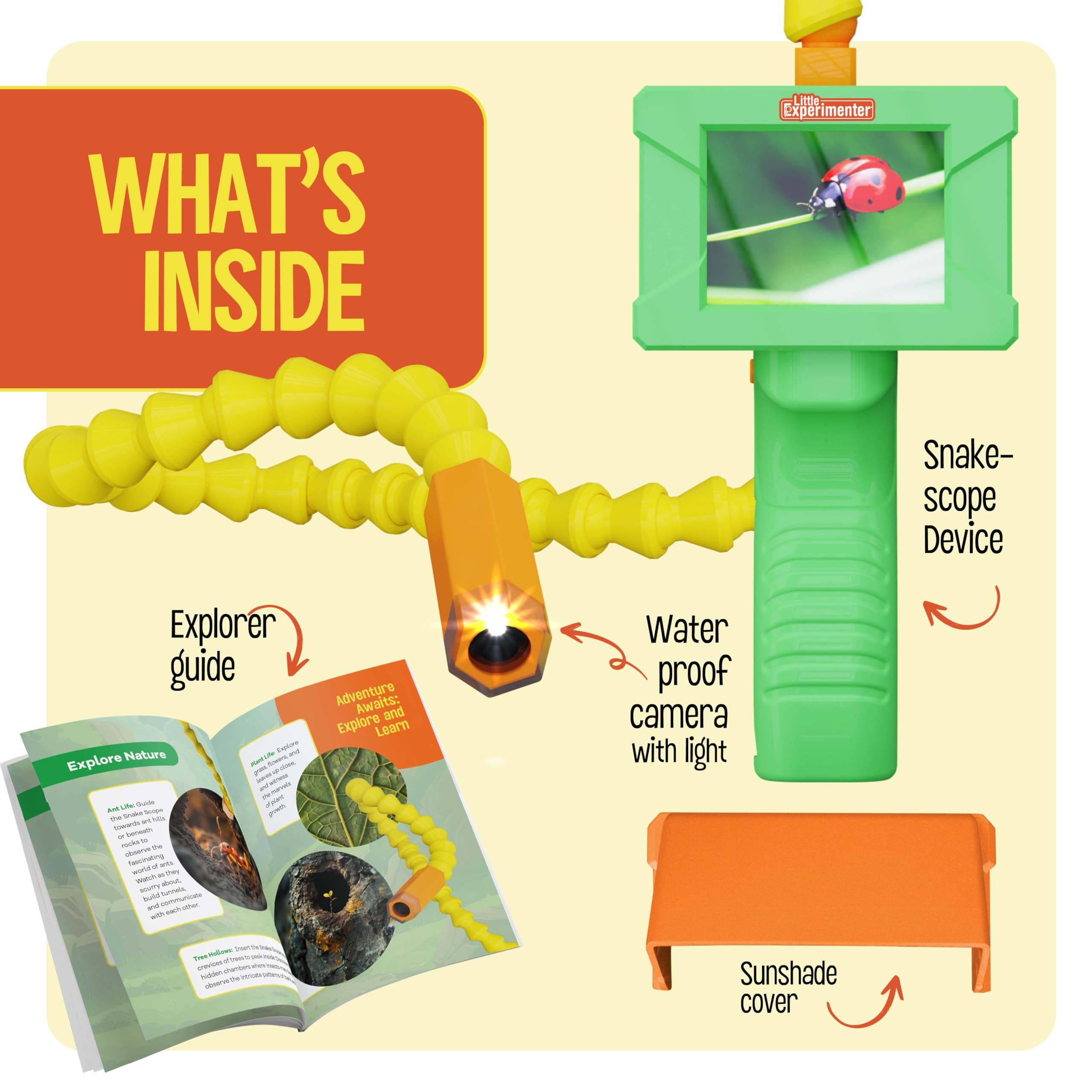 Little Experimenter Snake Scope used underwater in a pond to explore aquatic life.