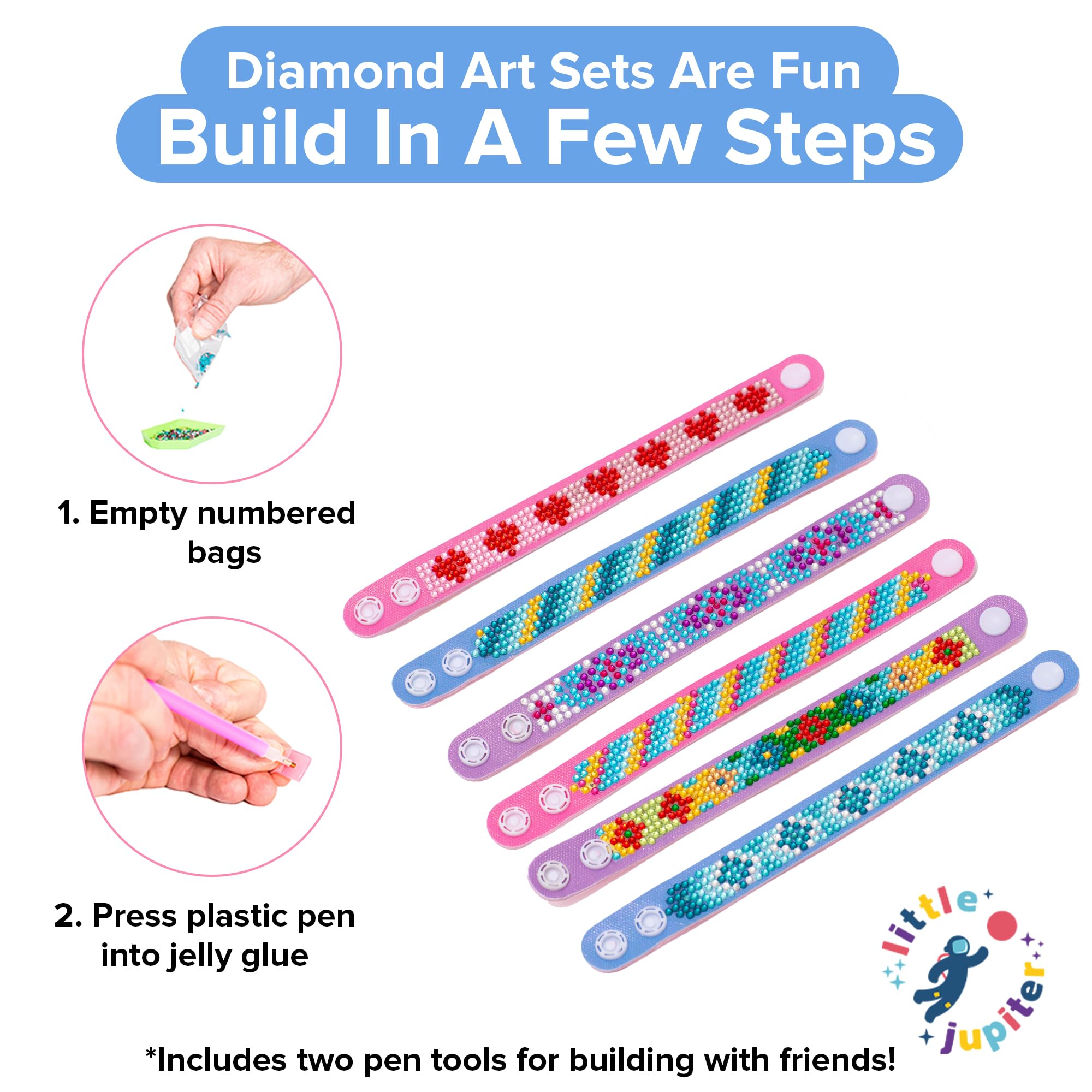 Little Jupiter Diamond Art Bracelet Kit design 03 highlights six options for varied crafts.