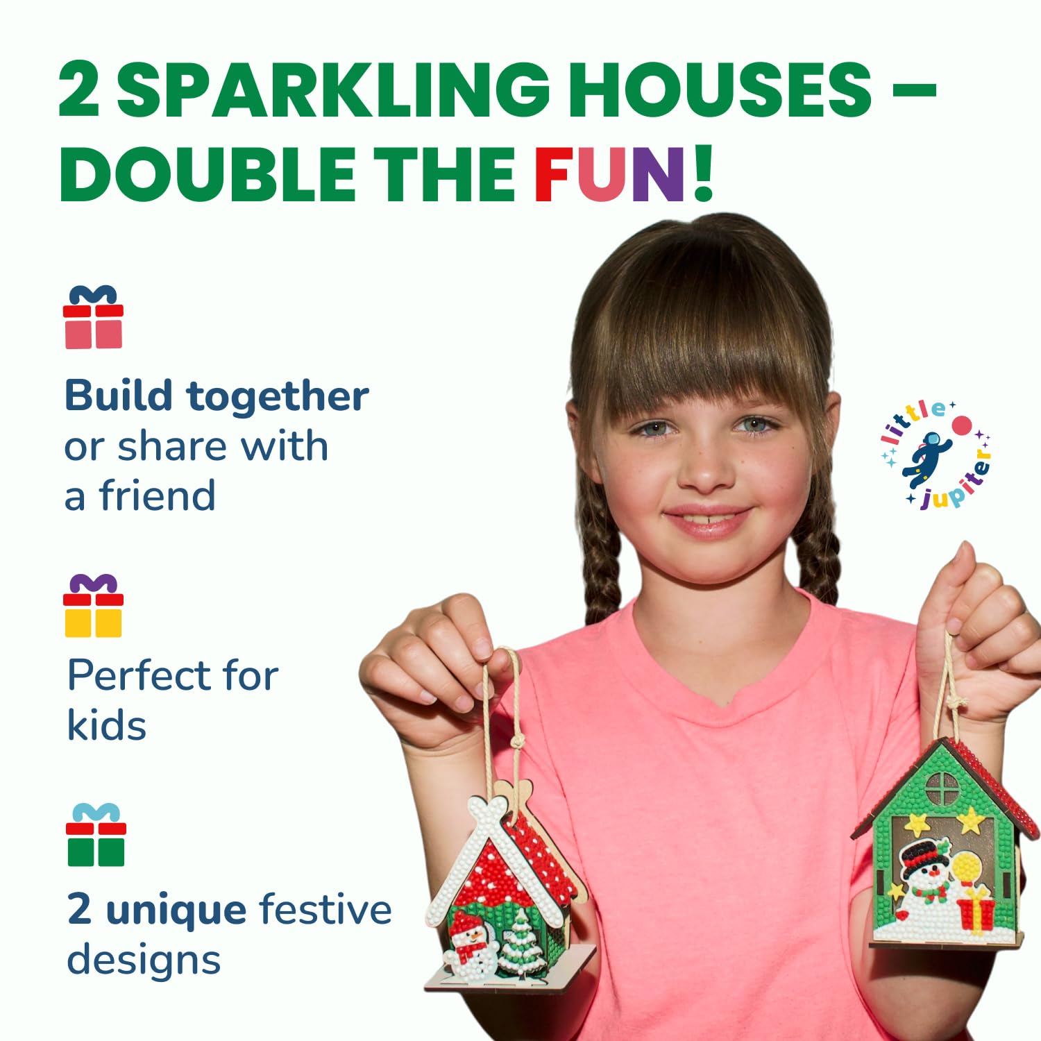 Little Jupiter DIY Diamond Art Christmas House Ornament lit glows warmly for cozy evenings.