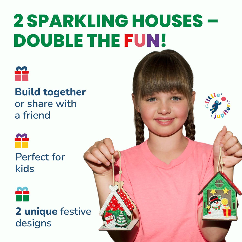 Little Jupiter DIY Diamond Art Christmas House Ornament lit glows warmly for cozy evenings.