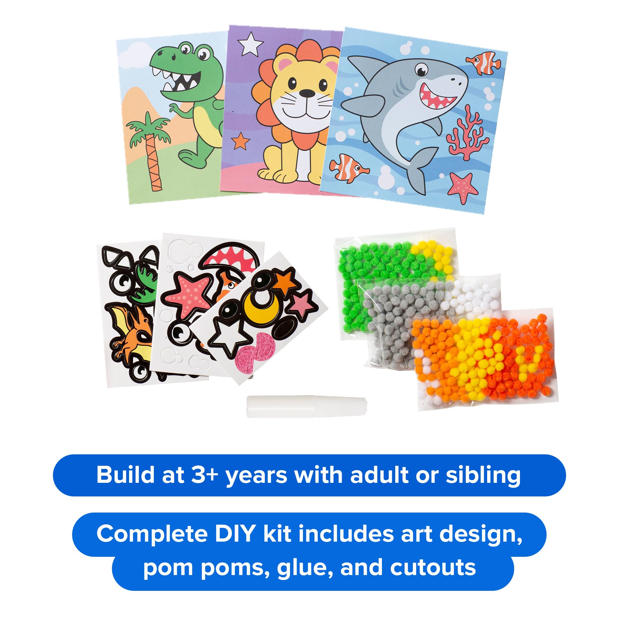 Little Jupiter DIY Pom Pom Art dinosaur design sparks creative play and concentration.