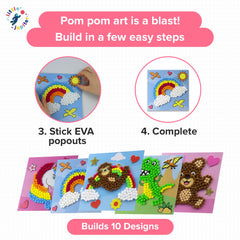 Little Jupiter DIY Pom Pom Art kids crafting session promotes collaboration and fine motor skills.