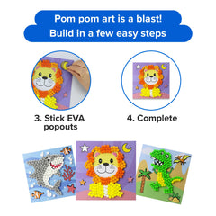 Little Jupiter DIY Pom Pom Art included pom poms and EVA foam for versatile textures.